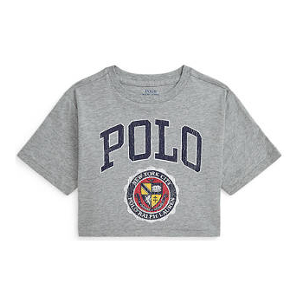 Little Girl's 'Logo Crest Cotton Jersey Boxy T-Shirt'