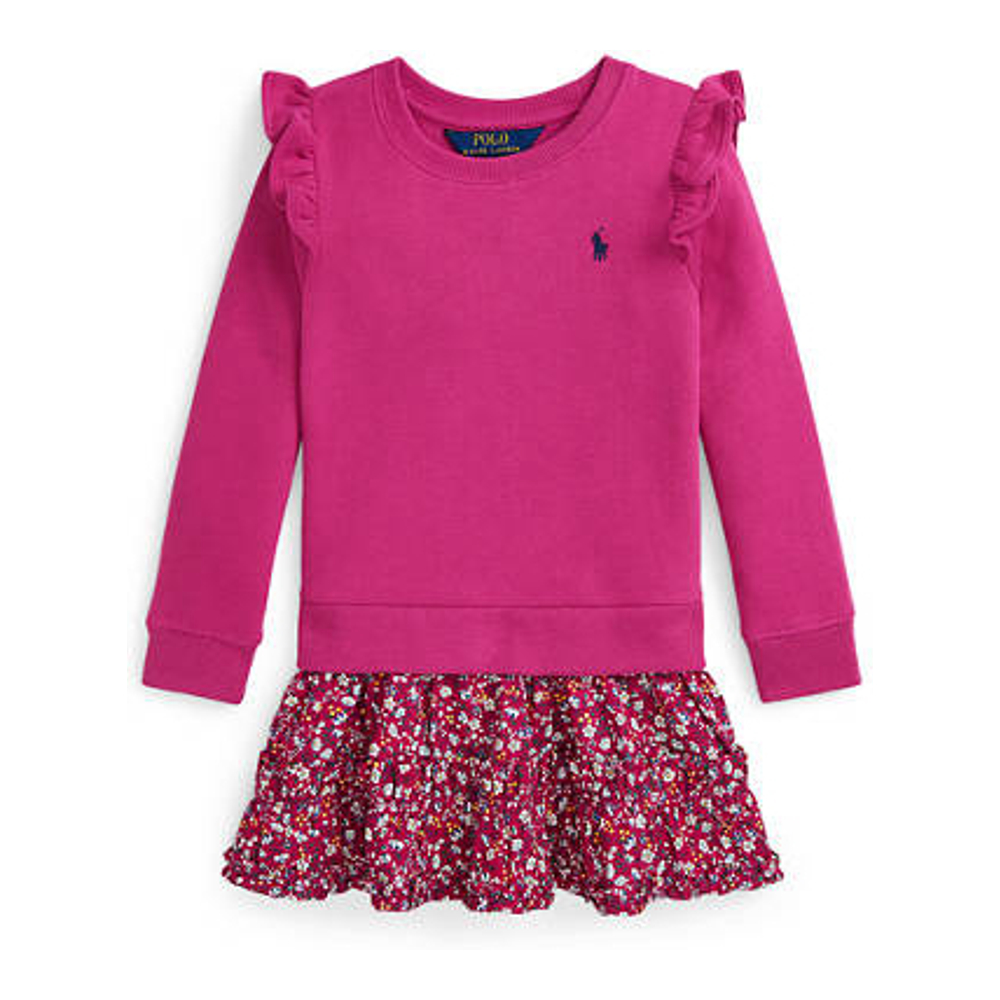 'Floral Poplin Skirt Fleece Dress' pour Petites filles