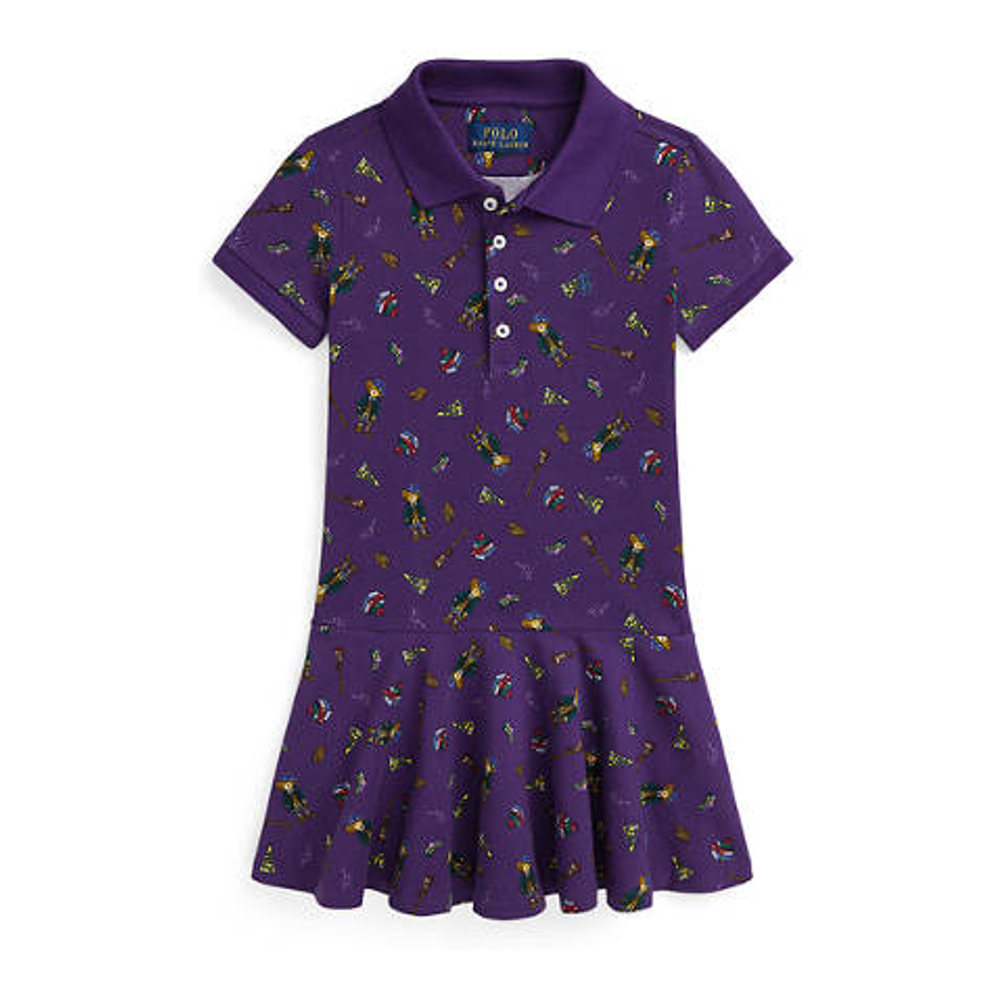 Little Girl's 'Polo Bear Stretch Mesh Polo Dress'