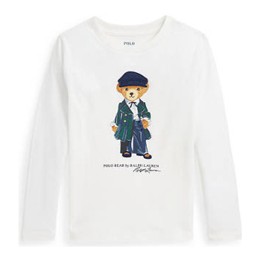 Little Girl's 'Polo Bear Cotton Jersey Long Sleeve T-Shirt'