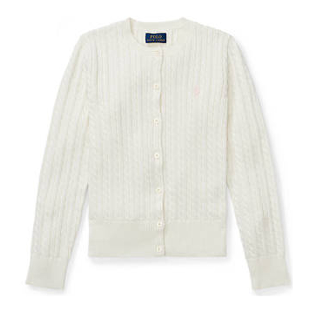 Big Girl's 'Mini-Cable Cotton Cardigan'