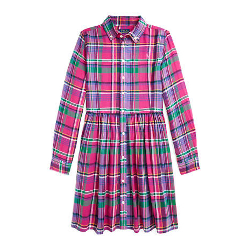 Big Girl's 'Plaid Cotton Twill Shirtdress'