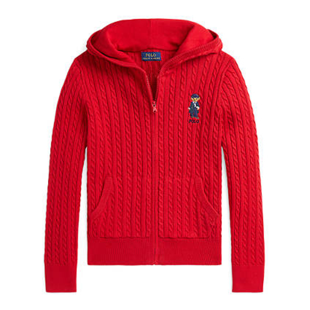 Big Girl's 'Polo Bear Cotton Full Zip Sweater'