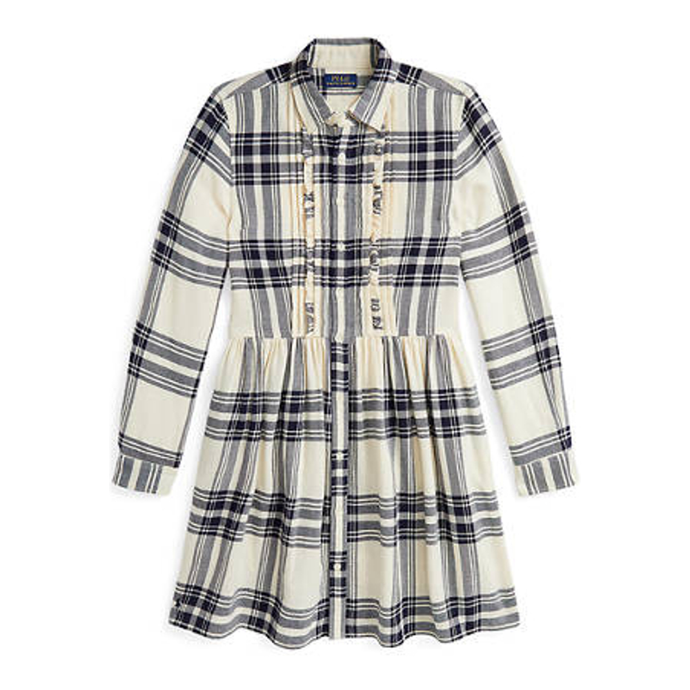 Big Girl's 'Plaid Cotton Twill Shirtdress'