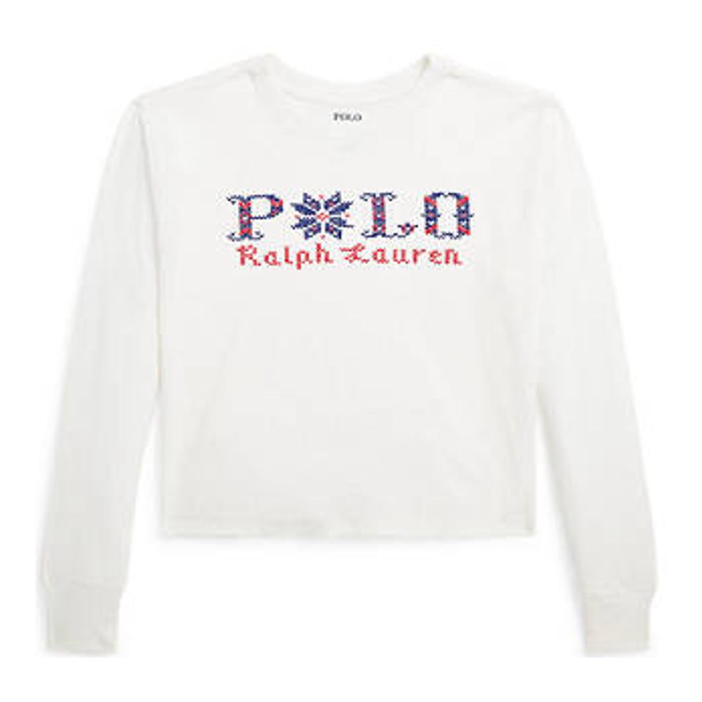 Big Girl's 'Logo Cotton Boxy Long Sleeve T-Shirt'