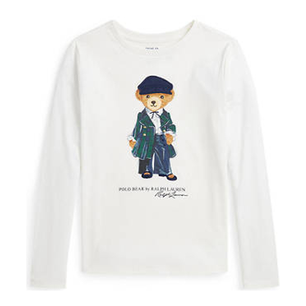 Big Girl's 'Polo Bear Cotton Jersey Long Sleeve T-Shirt'