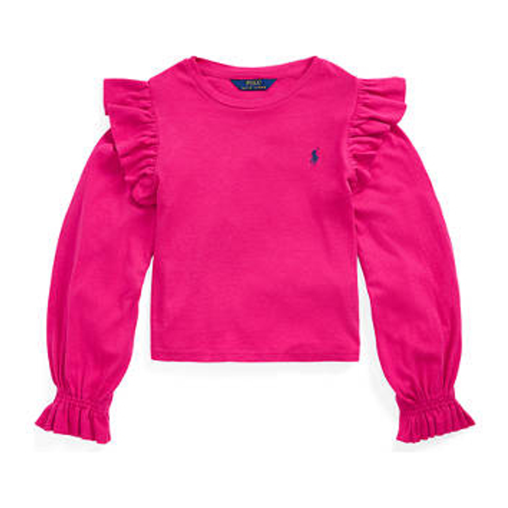 Big Girl's 'Ruffled Cotton-Modal Long-Sleeve Top'