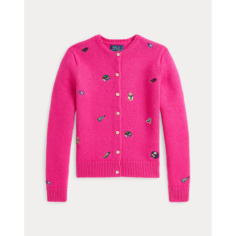 Big Girl's 'Ralph Lauren Embroidered Wool-Blend Cardigan'