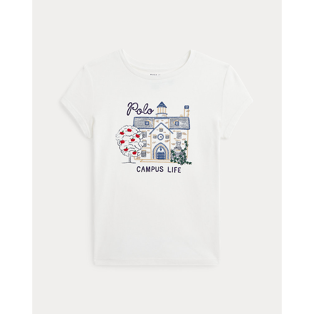 'Ralph Lauren Campus-Graphic Cotton Jersey Tee' pour Grandes filles