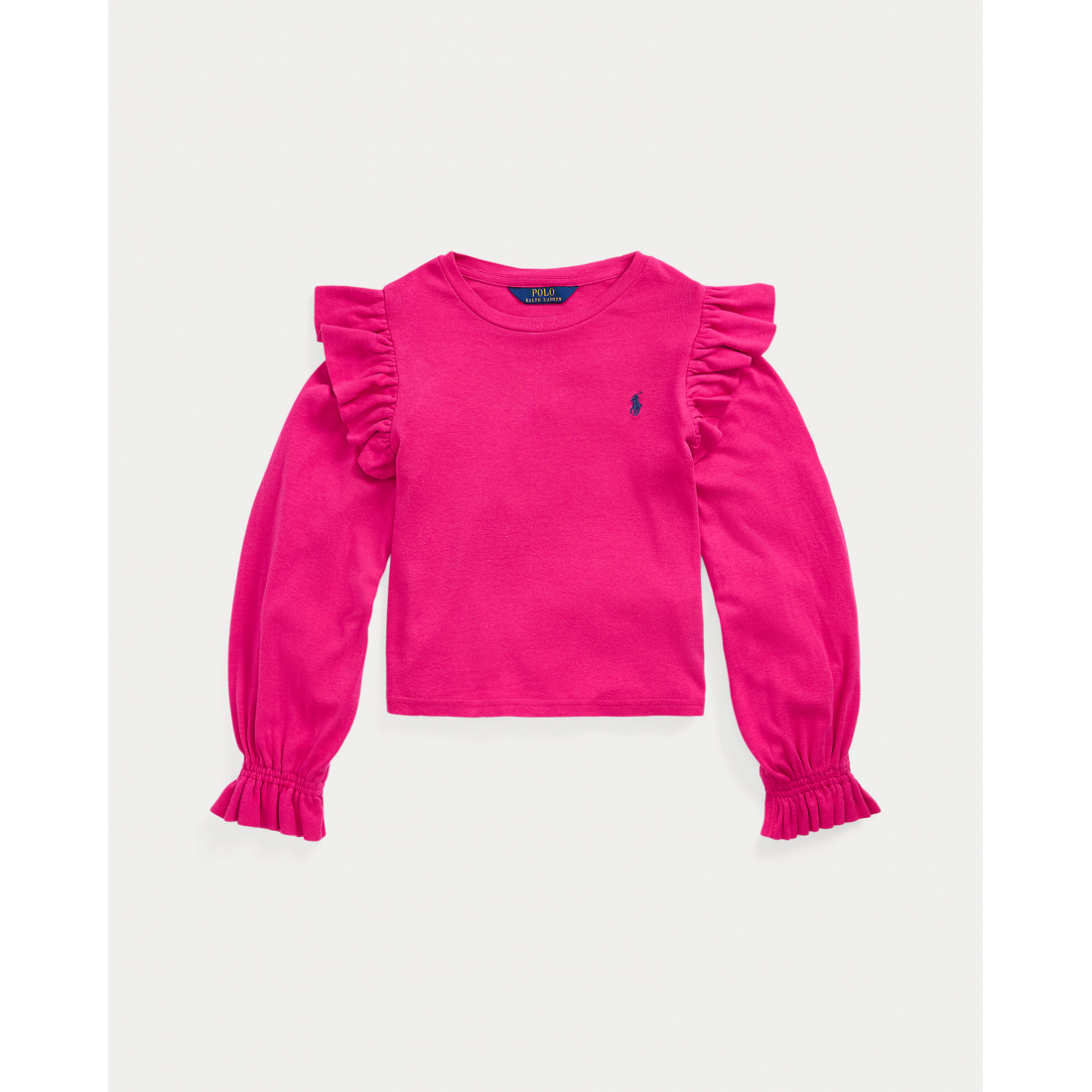 Big Girl's 'Ralph Lauren Ruffled Cotton-Modal Long-Sleeve Top'