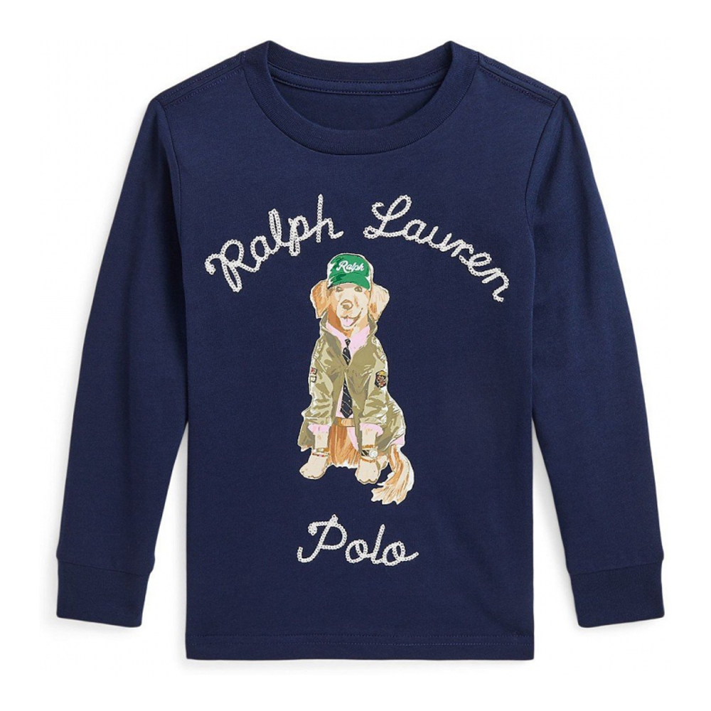 'Dog-Print Cotton Long-Sleeve T-shirt' pour Enfants