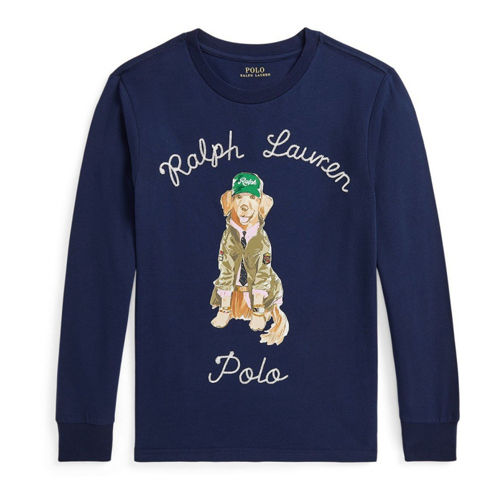 'Dog-Print Cotton Long-Sleeve T-shirt' pour Enfants