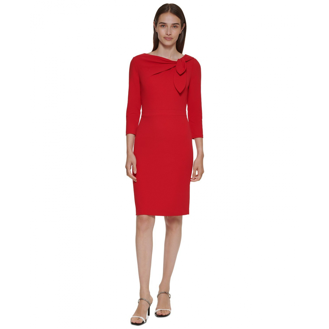 'Bow-Neck 3/4-Sleeve Sheath Dress' pour Femmes