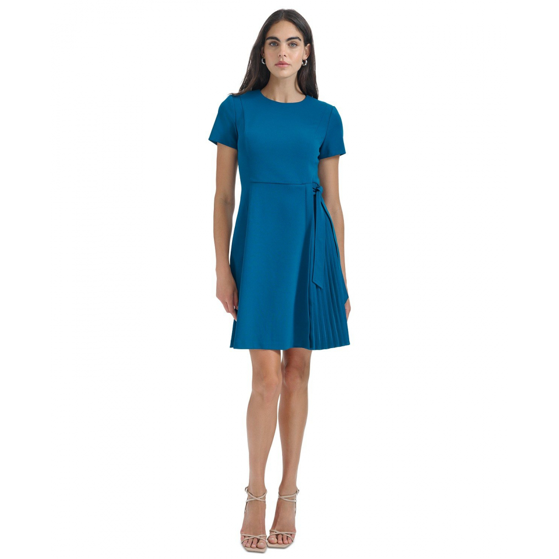 'Jewel-Neck Scuba-Crepe A-Line Dress' pour Femmes