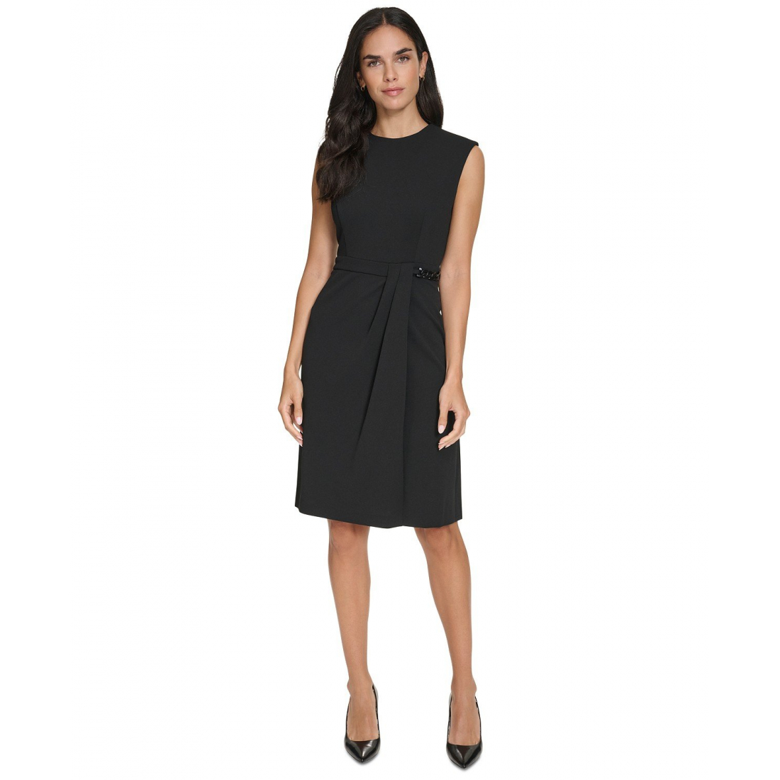 'Sleeveless Chain-Embellished Sheath Dress' pour Femmes