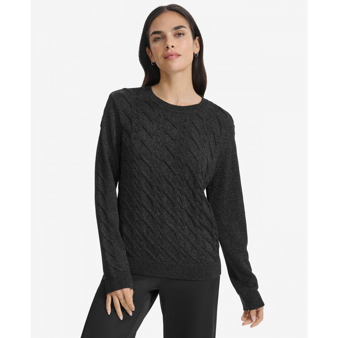 'Metallic Cable-Knit Sweater' pour Femmes