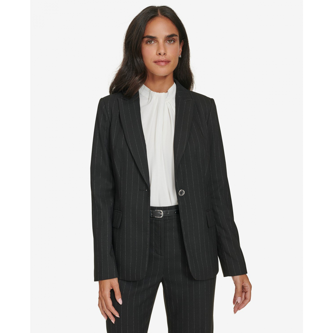 'One-Button Pinstriped Blazer' pour Femmes