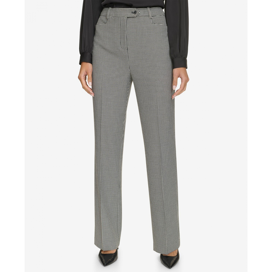 'Straight-Leg Houndstooth Pants' pour Femmes