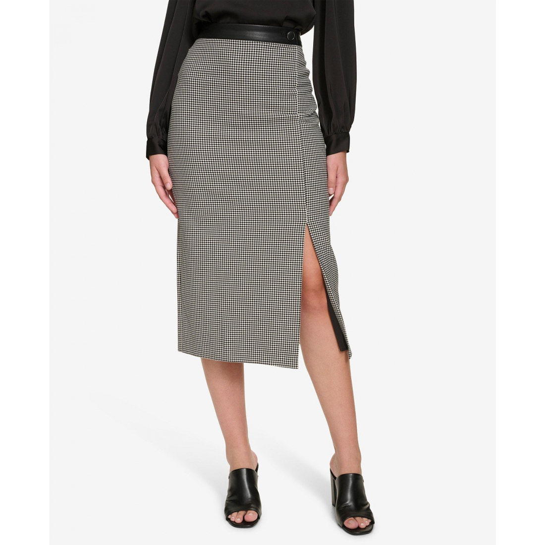 'Houndstooth Long Pencil Skirt' pour Femmes