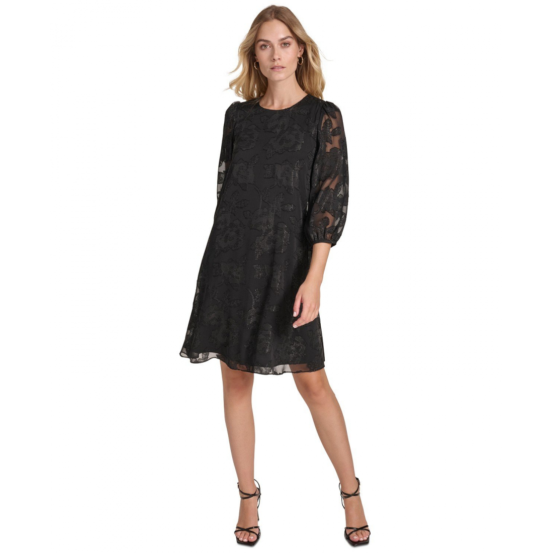 'Chiffon 3/4-Sleeve Shift Dress' pour Femmes