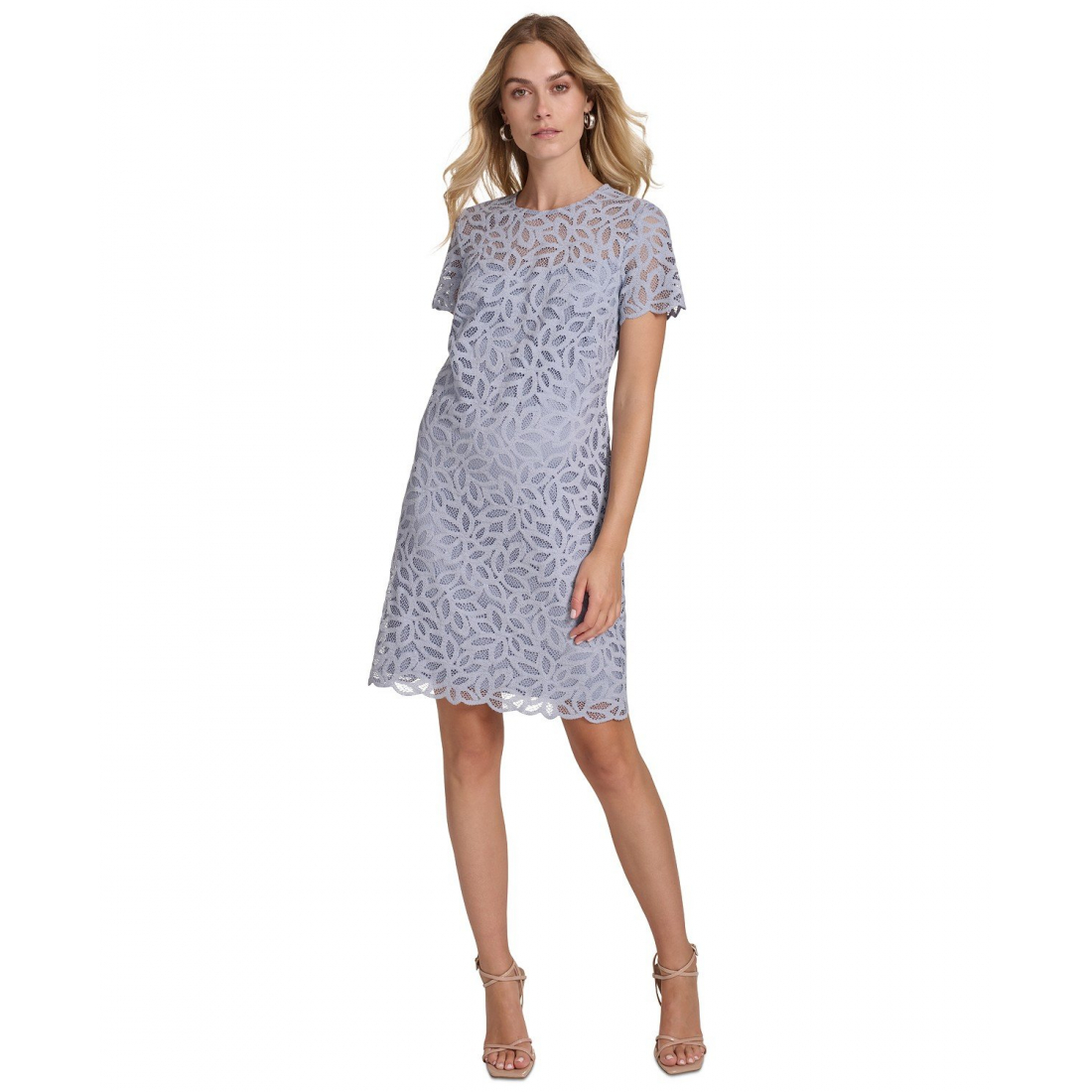 'Burnout Lace Jewel-Neck Dress' pour Femmes