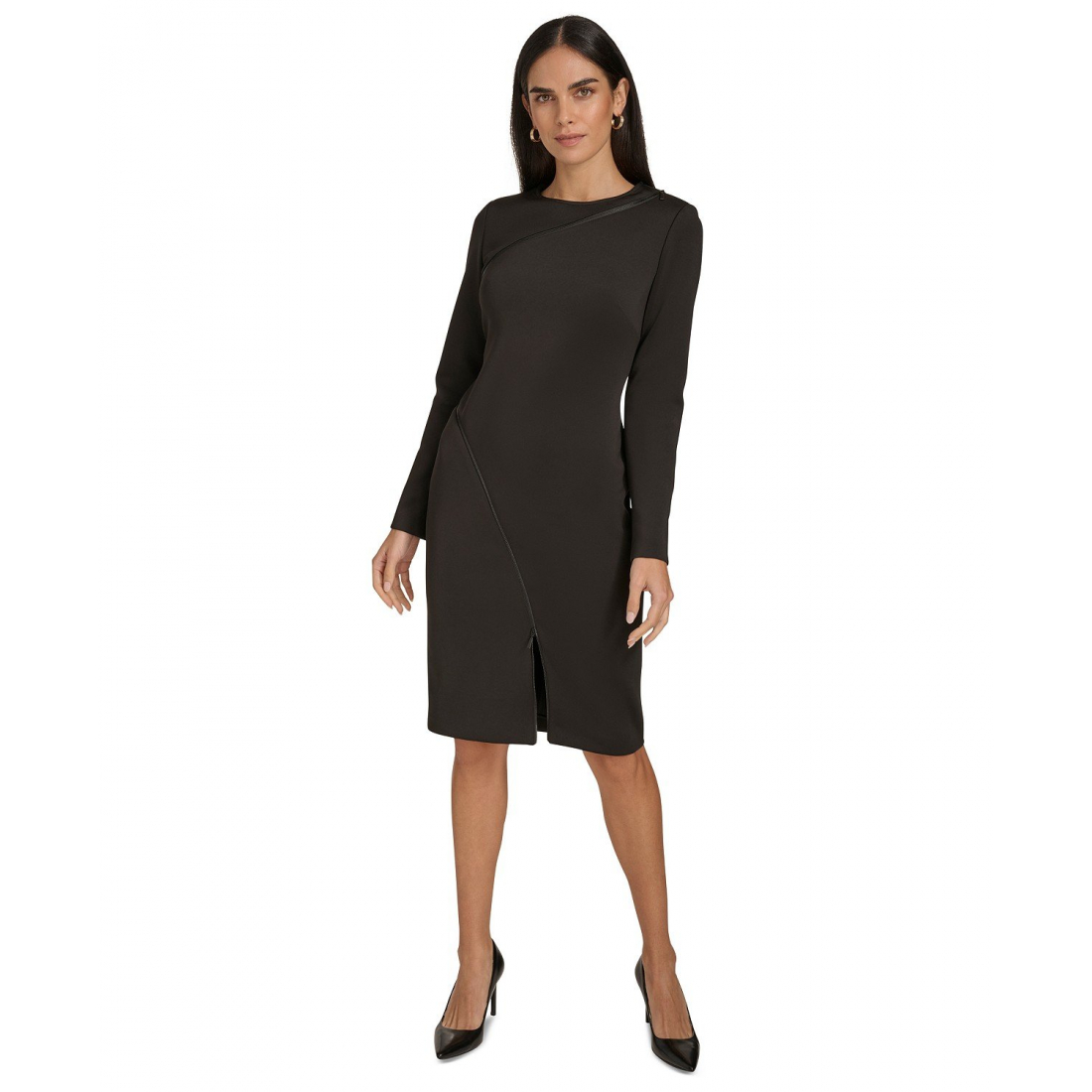 'Exposed-Zipper Scuba Sheath Dress' pour Femmes