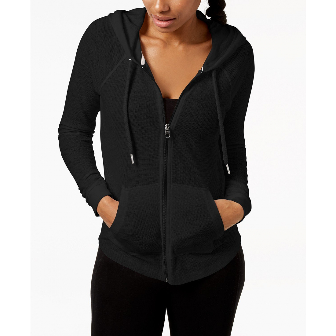 'Ruched-Sleeve Zip Hoodie, XS-3X' pour Femmes