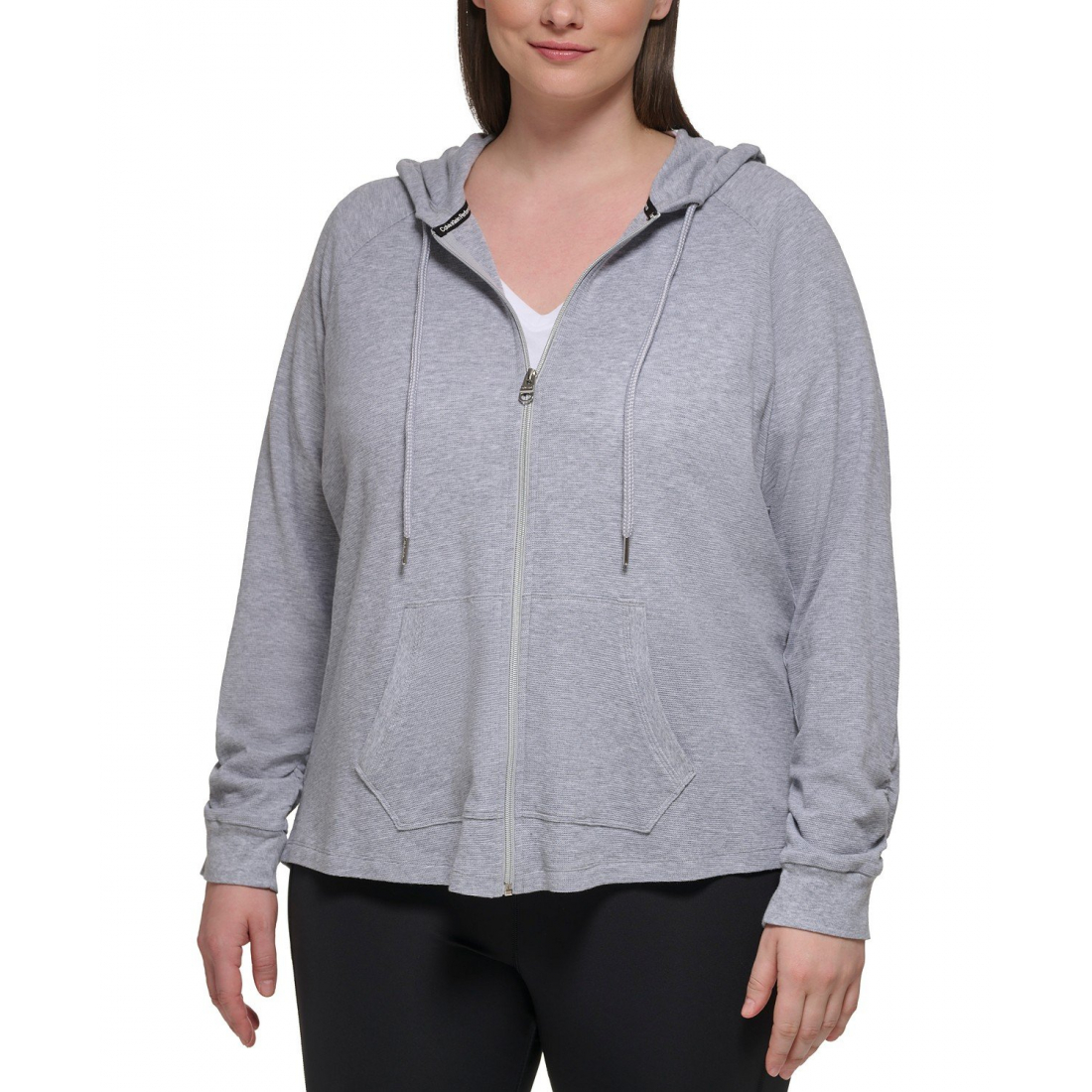 'Ruched-Sleeve Zip Hoodie, XS-3X' pour Femmes