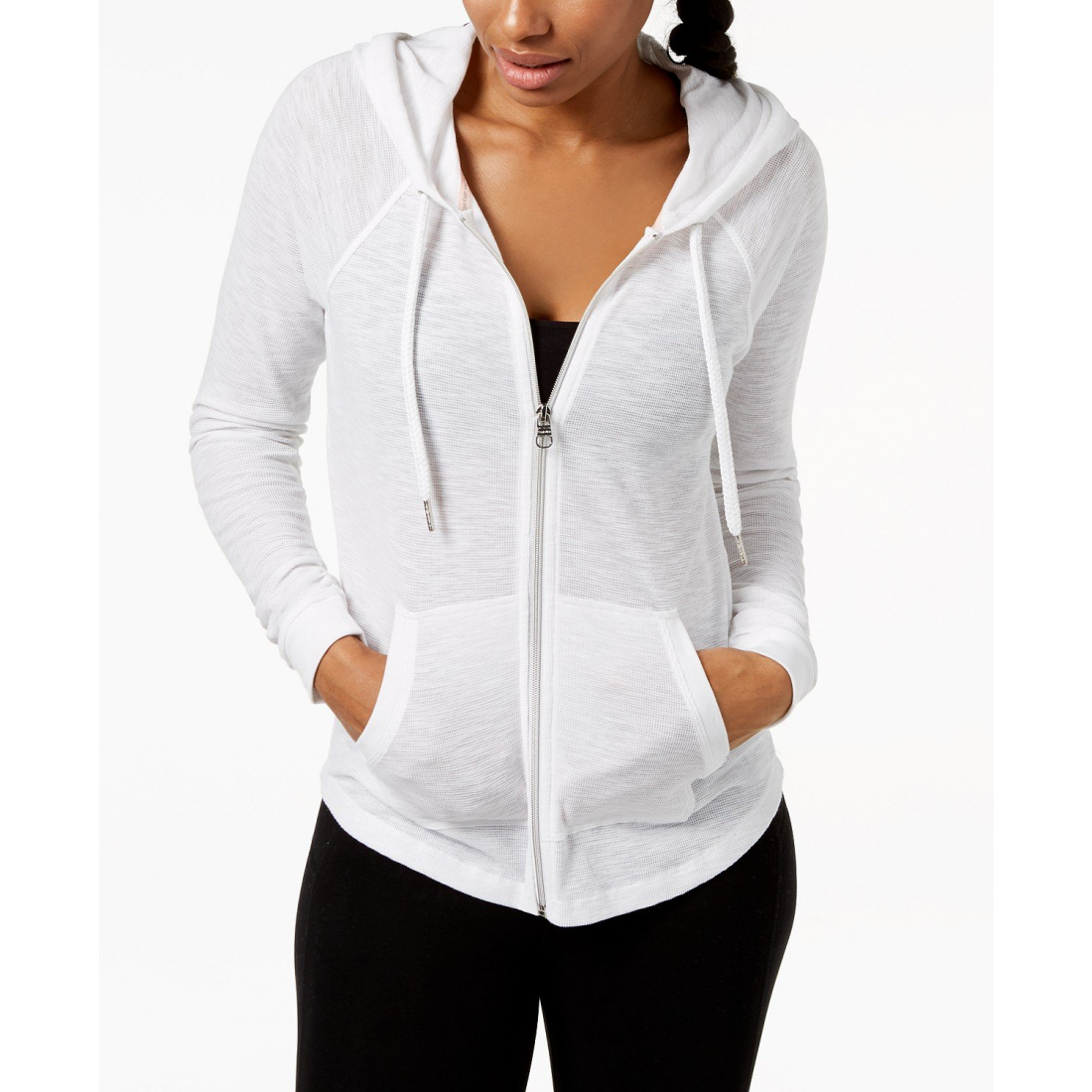 'Ruched-Sleeve Zip Hoodie, XS-3X' pour Femmes