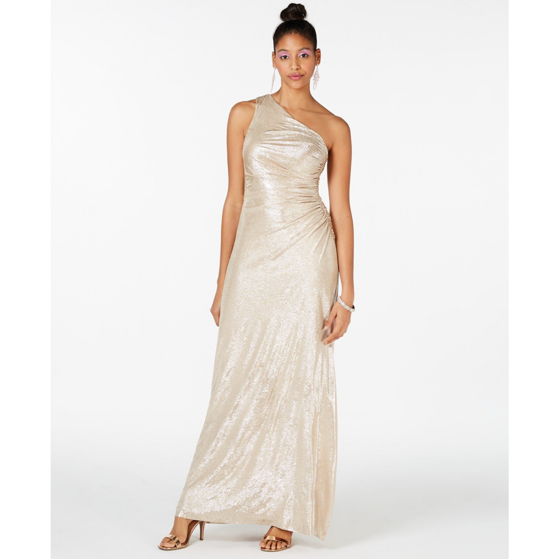 'One-Shoulder Metallic Gown' pour Femmes