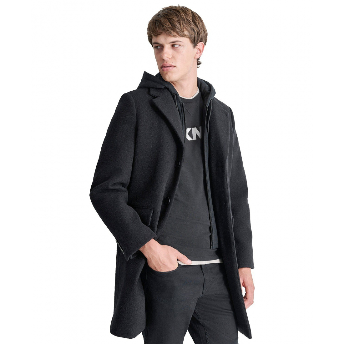 Manteau 'Removable Hood Notch-Lapel' pour Hommes