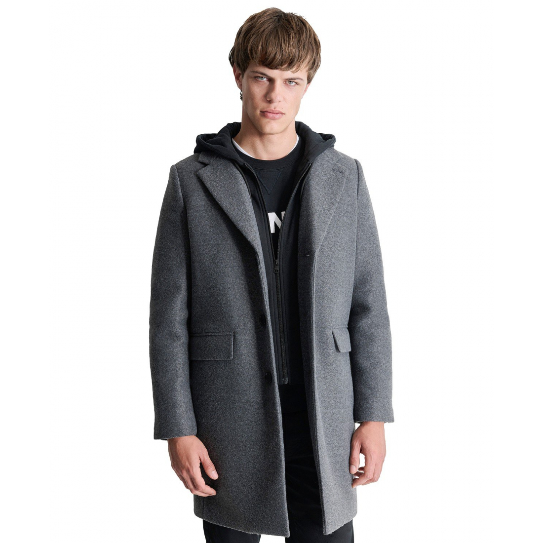 Manteau 'Removable Hood Notch-Lapel' pour Hommes