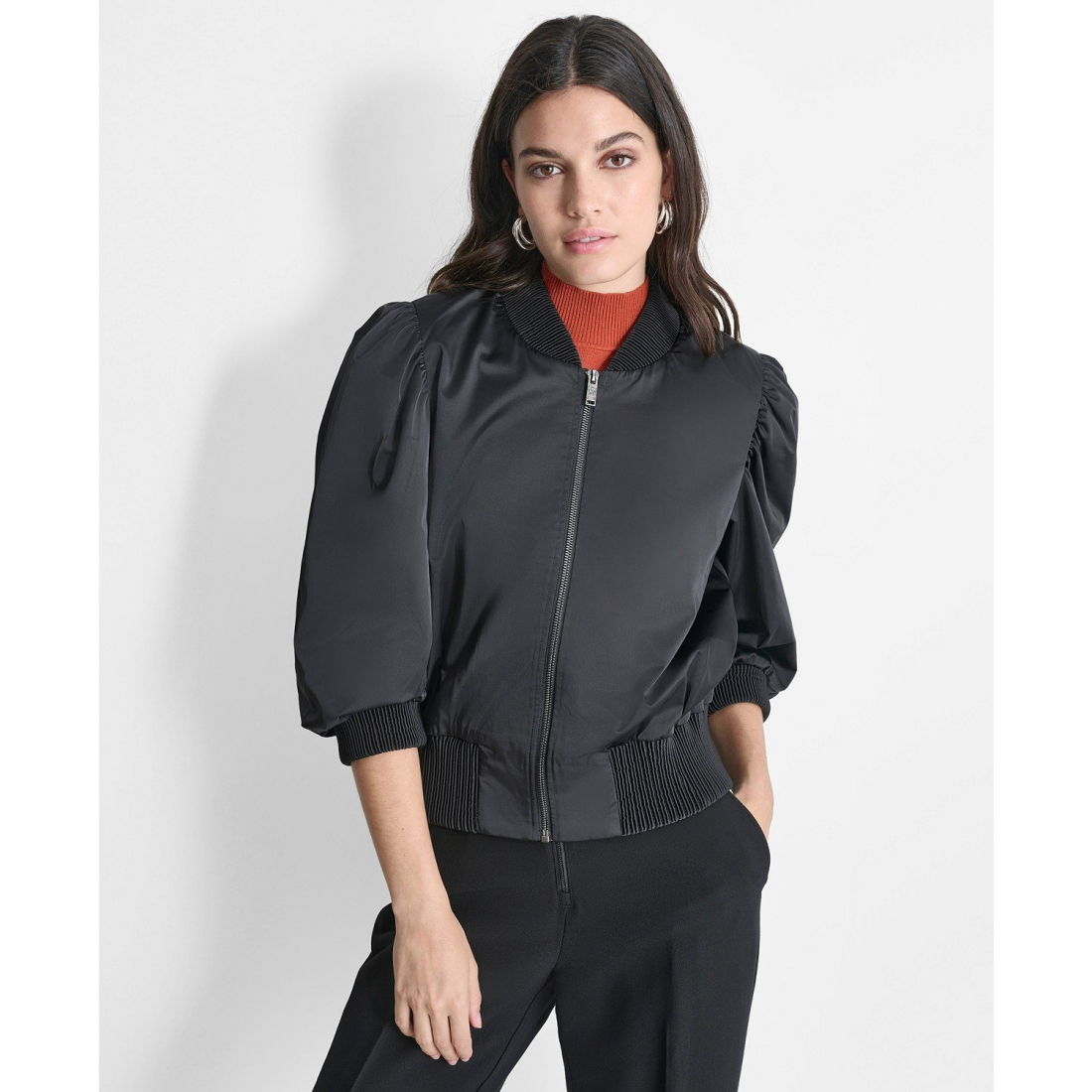 Veste 'High-Shine Sateen Puff-Sleeve' pour Femmes