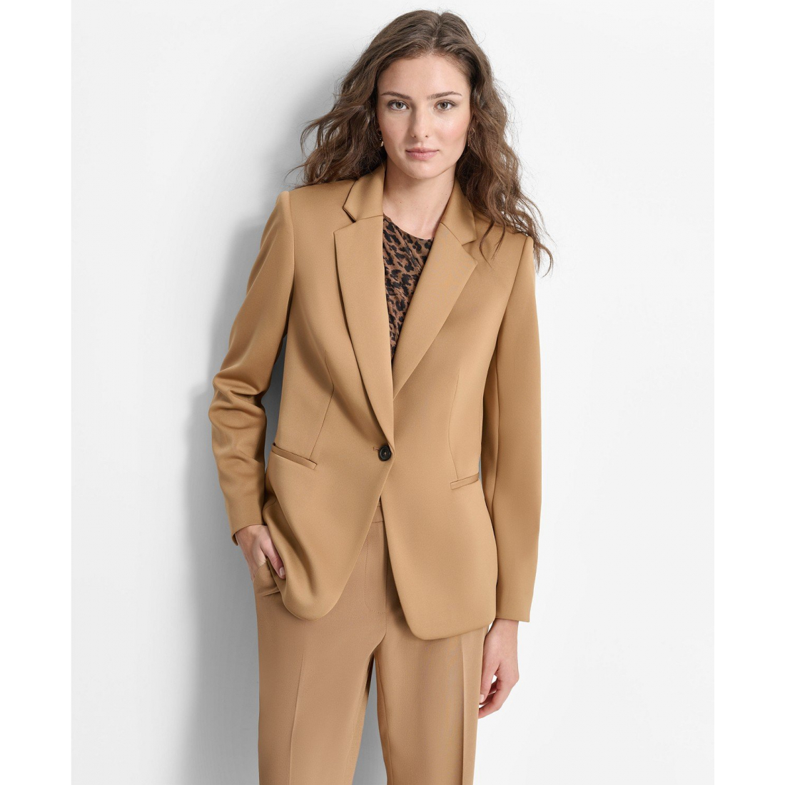 Blazer 'Single-Button Padded-Shoulder' pour Femmes