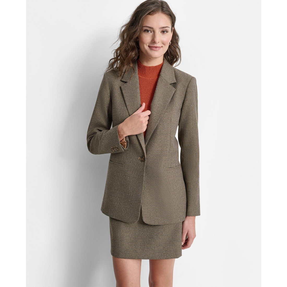 Blazer 'Metallic-Threaded Single-Button' pour Femmes