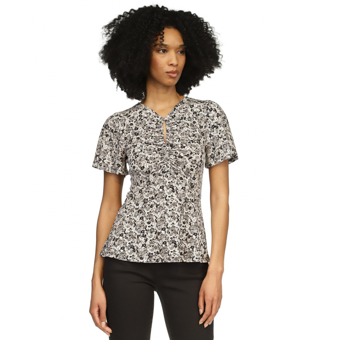 Women's 'Printed Keyhole' Short sleeve Top