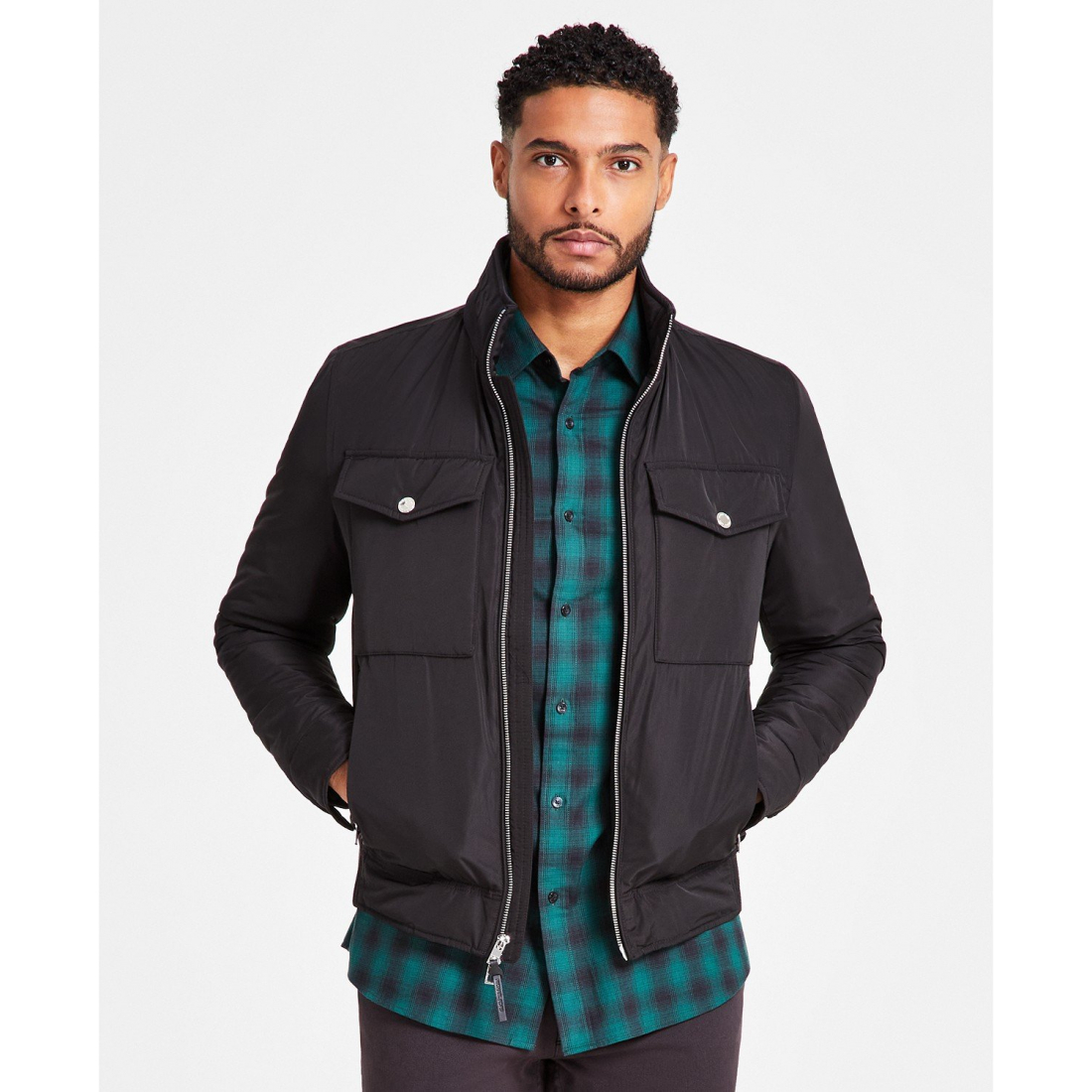 'Quilted Full-Zip' Bikerjacke für Herren