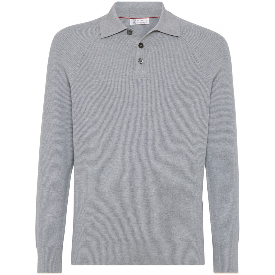 'Ribbed-Cotton' Langärmeliges Poloshirt für Herren