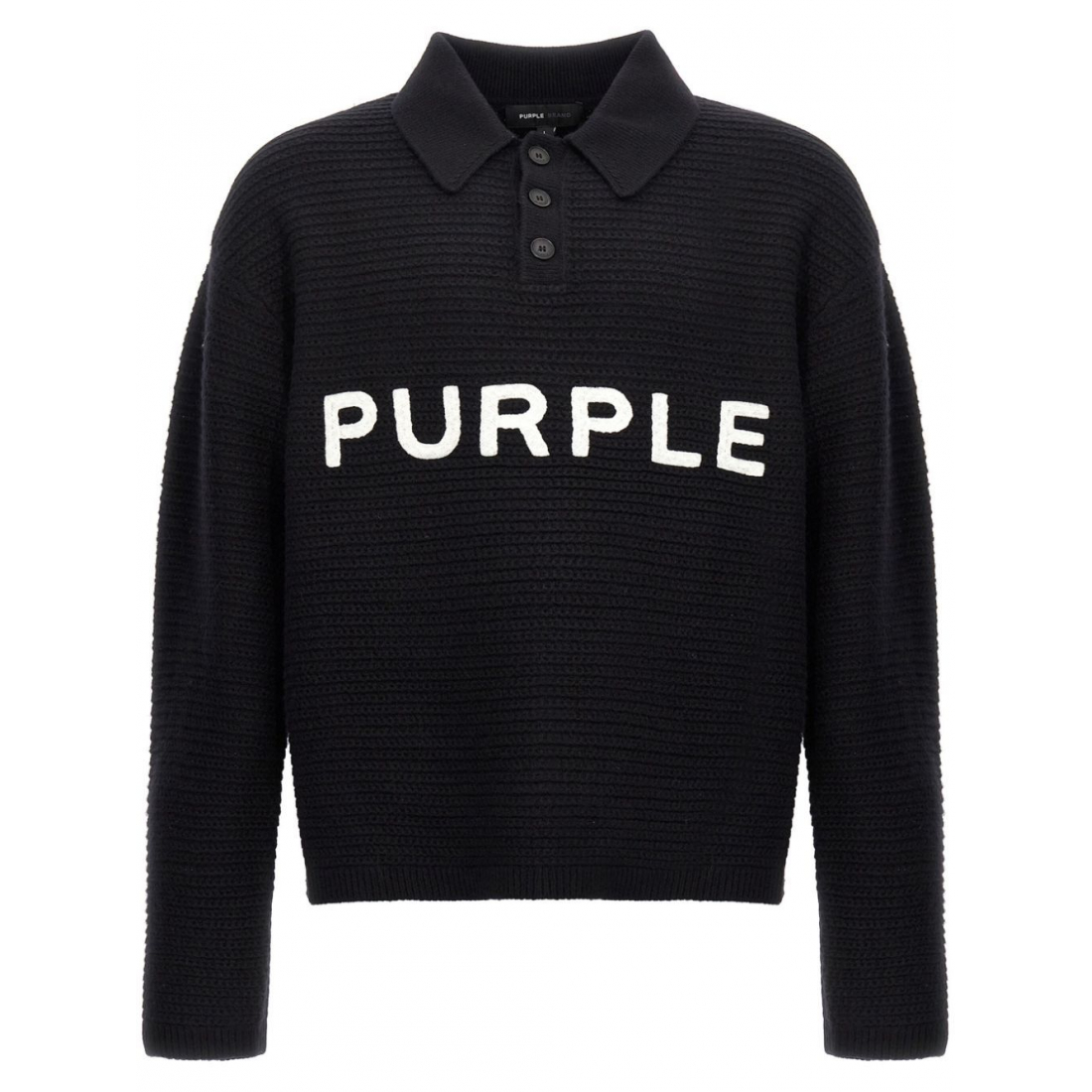 Men's 'Logo-Lettering Knitted' Long-Sleeve Polo Shirt