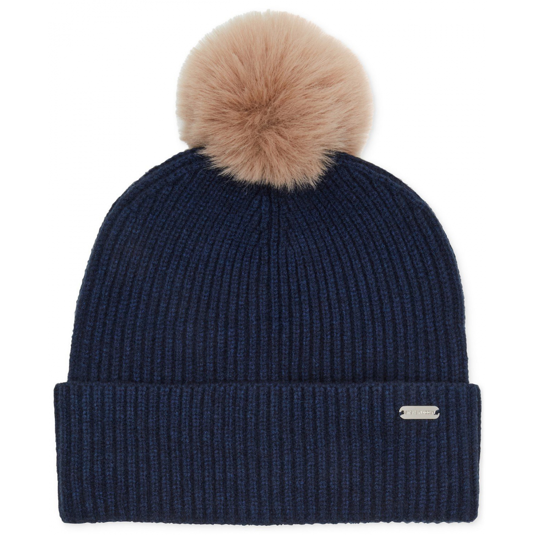 Bonnet 'Ribbed Furry Pom Pom' pour Femmes