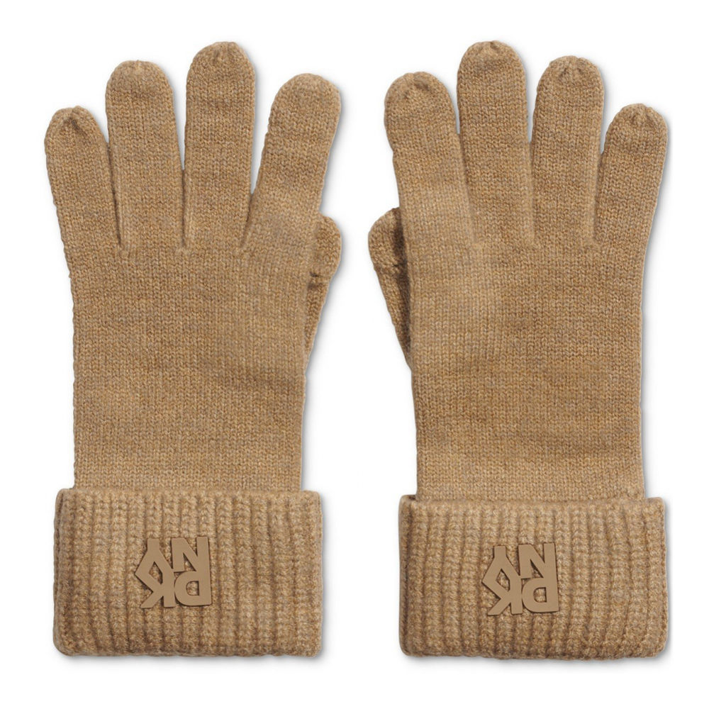 Women's 'Ribbed Logo Patch' Gloves