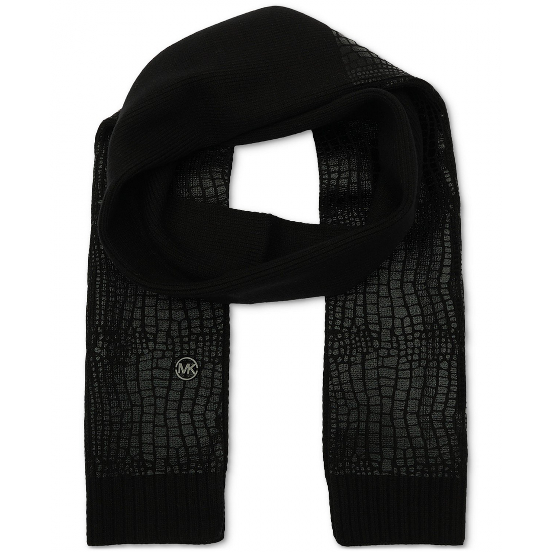 Women's 'MICHAEL Logo Charm Ribbed Trim Croc-Embossed' Scarf