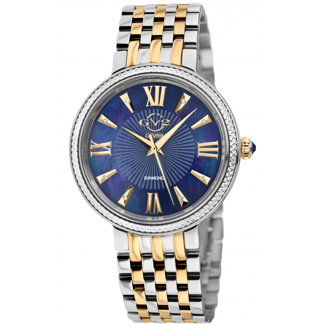 Women's Genoa Blue MOP Dial, Stainless Steel Diamond Watch