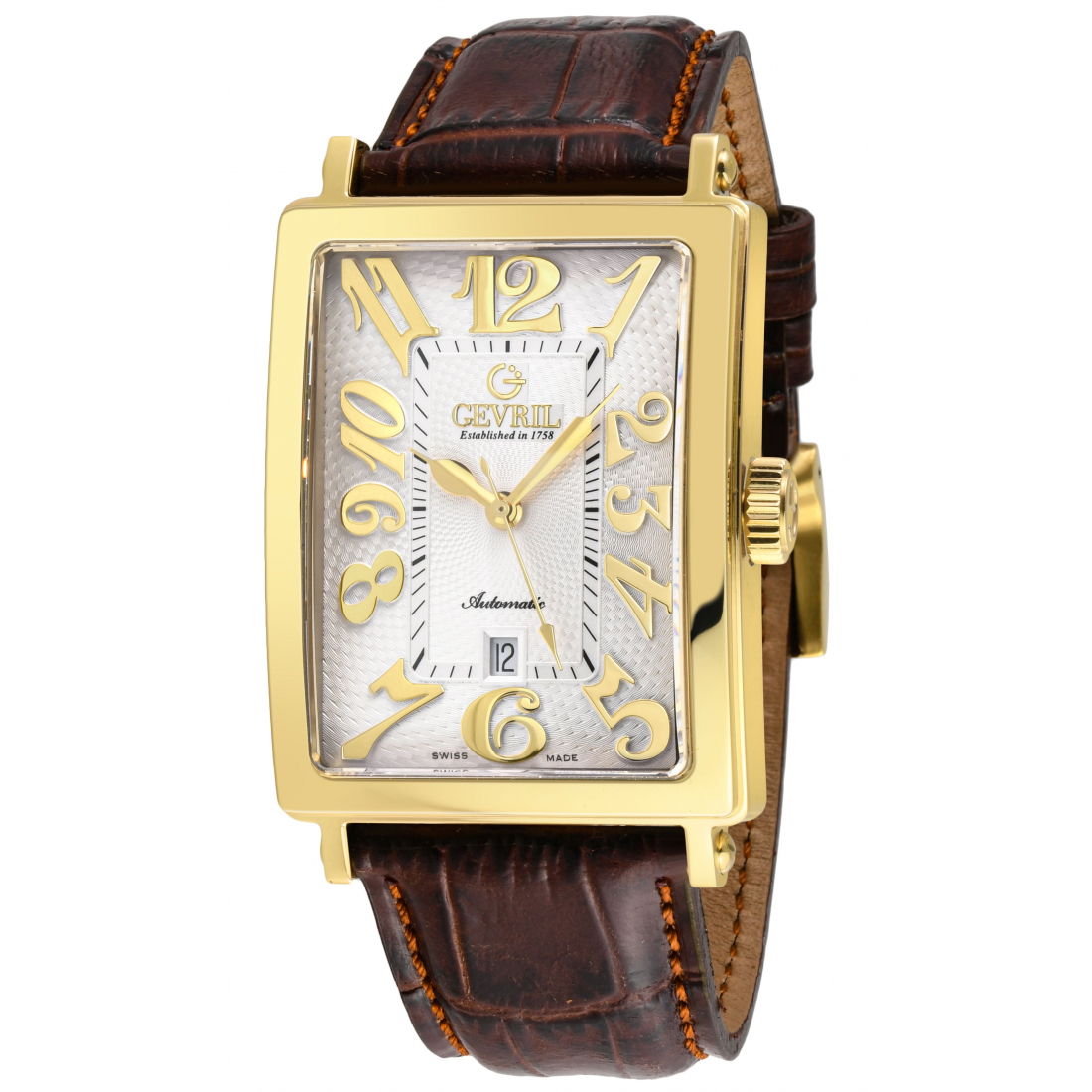 Men's Avenue of America's IPYG White dial, Genuine Light Brown Leather Band