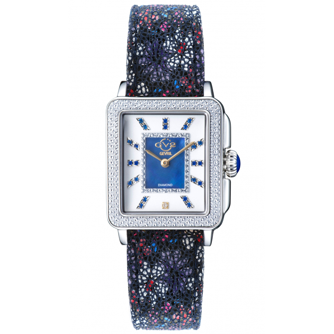 Women's Padova Gemstone Blue Dial, Blue Floral Leather Strap