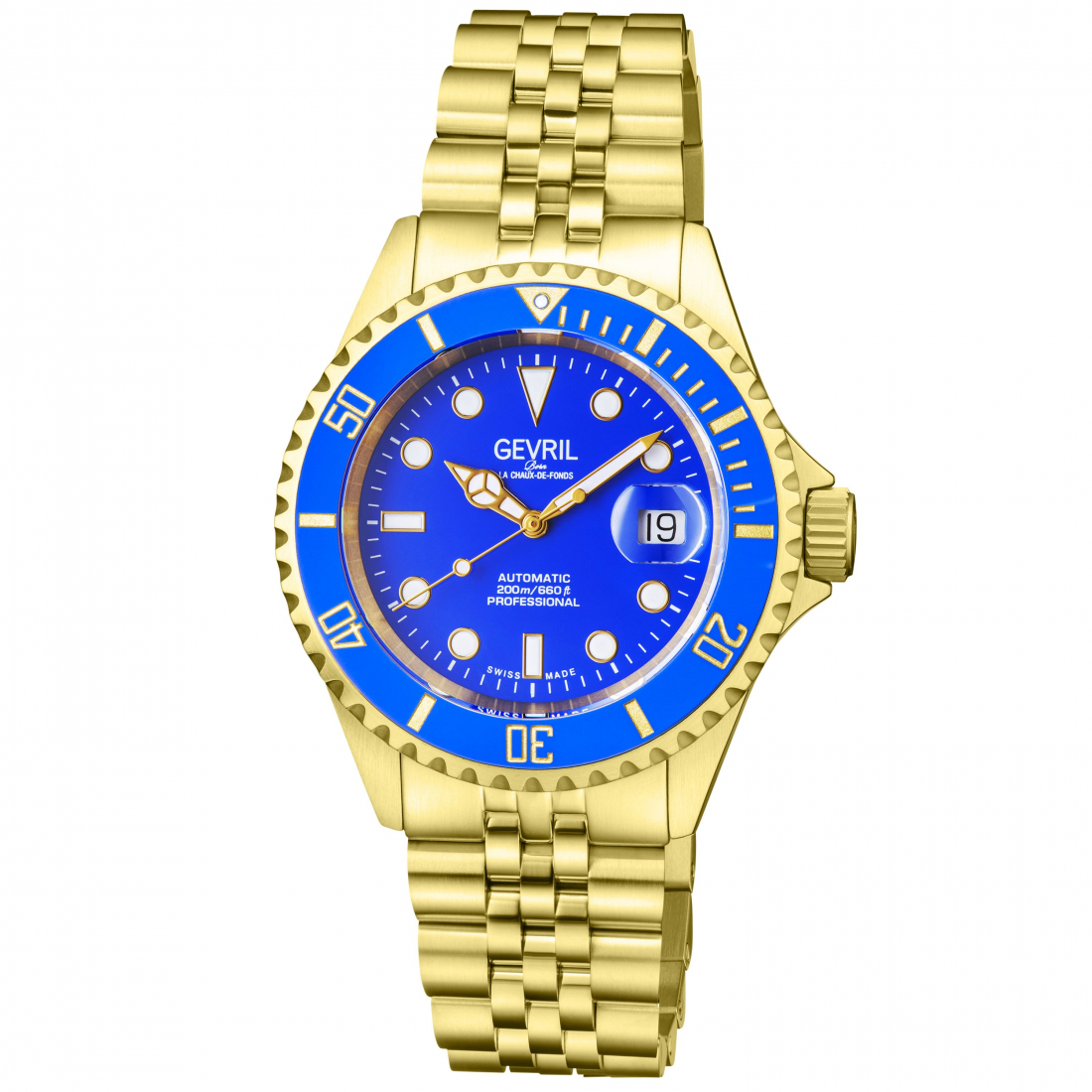 Men's Wall Street Blue Dial IP Gold Bracelet Watch