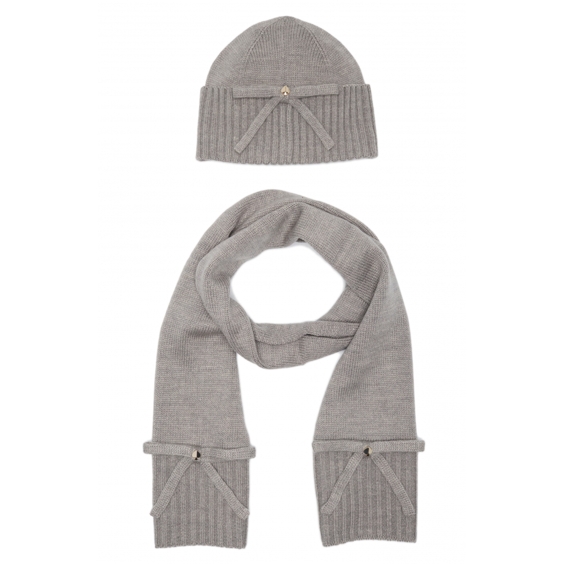 Women's 'Bow Knit' Beanie & Scarf Set