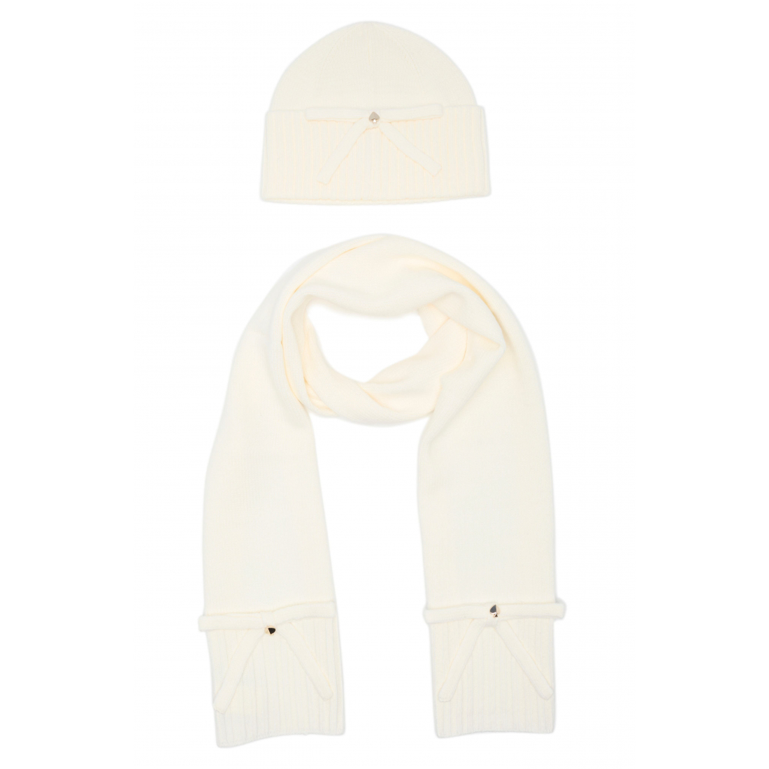 Women's 'Bow Knit' Beanie & Scarf Set