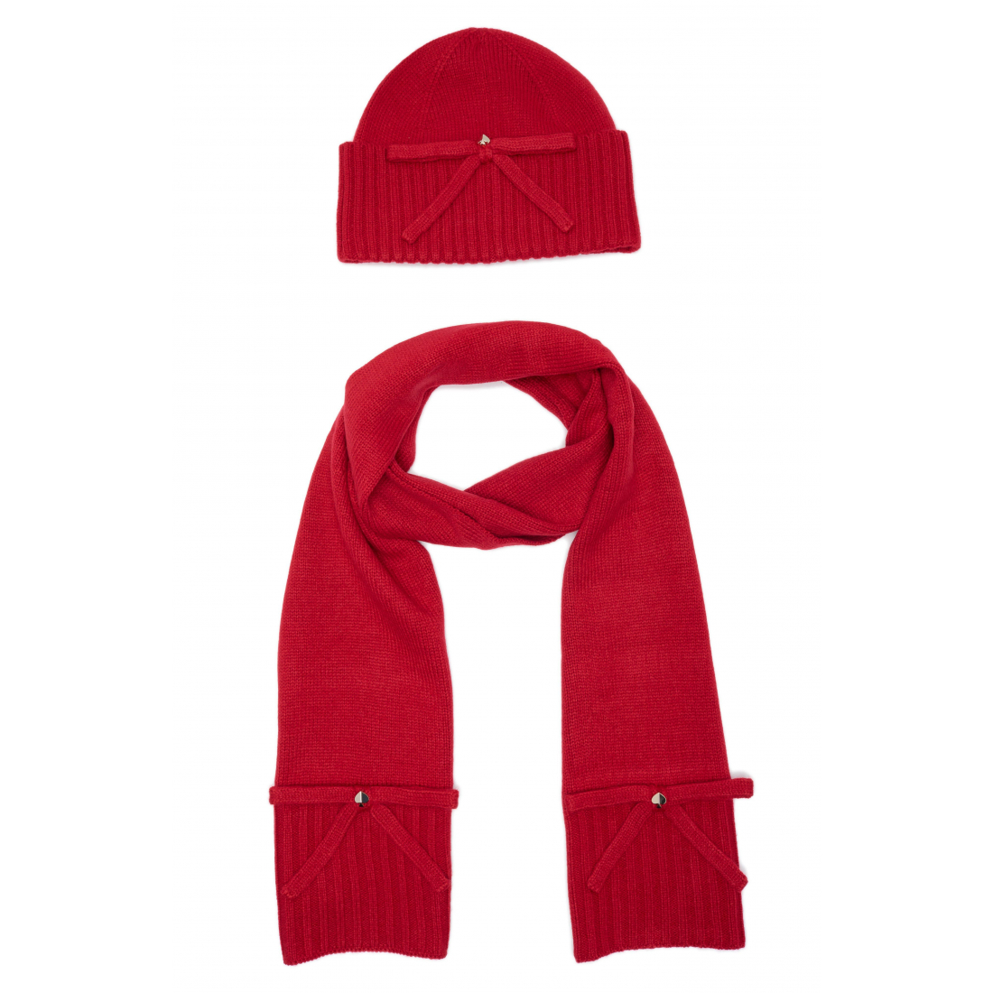 Women's 'Bow Knit' Beanie & Scarf Set