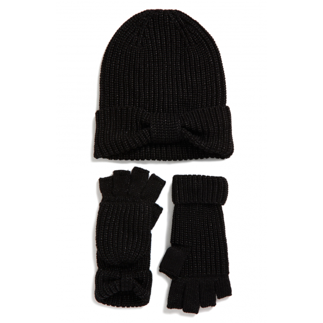 Women's 'Knotted Bow' Beanie & Glove Set